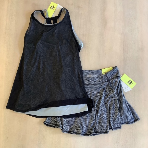 All In Motion Performance Knit Skort + 2-in-1 Black & Gray Athletic Tank Top - Picture 1 of 10